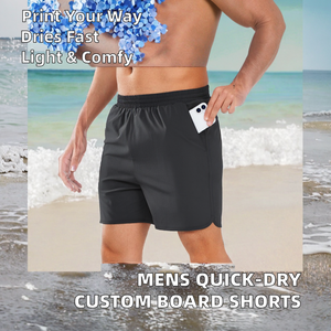 Shorts de bain vintage pour hommes, légers, en polyester, séchage rapide, avec poches, imprimé numérique, en spandex et nylon, avec cordon de serrage - Product Image 2