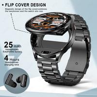 Jam Tangan Pintar LIGE BWT97 (2 Tali) dengan Earbud Pria Wanita Headset Tahan Air Pelacak Kebugaran Jam Tangan Earphone Nirkabel Android IOS