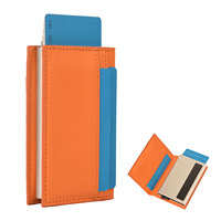 Portefeuille intelligent minimaliste à double pliage pour homme, avec porte-cartes fin escamotable, blocage RFID, étui à cartes en métal aluminium
