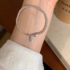 S925 Sterling <b>Silver</b> <b>Beaded</b> Bracelet Ball Shape Lucky Charm Unisex Everyday Wear Fine Jewelry - Product Image 3