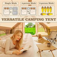 Tente de camping gonflable de luxe 4 saisons, monocouche, une chambre, 3-4 personnes, imperméable, portable, tente de glamping en tissu Oxford 300D