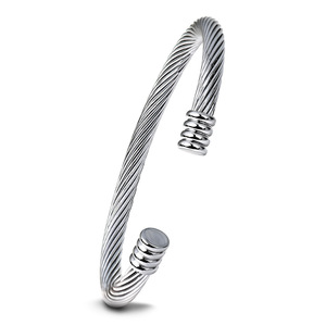 European And American Minimalist 7Mm Braided Cable Fashion Bracelet <b>Titanium</b> Steel Bangle Women's Jewelry - Product Image 1