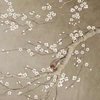 Papier peint floral brodé chinois classique, motif brodé à la main de fleurs de prunier marron et d'oiseaux pie, murale décorative pour chambre, hôtel, maison