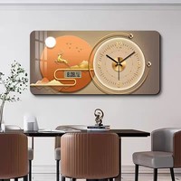 Jam Dinding Kalender Rusa Modern Kustom Grosir, Seni Dinding Ruang Makan, Dekorasi Rumah Nordik, Lukisan Kristal Porselen Mewah