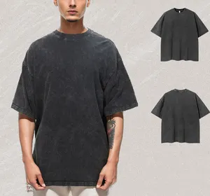 260gsm Tùy Chỉnh Bông T Áo Sơ Mi Nặng Drop Shoulder T-Shirt Tùy Chỉnh Axit Rửa Cổ Điển T Áo Sơ Mi Nam Quá Khổ T-Shirts