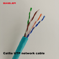 Kabel LAN Berkualitas Tinggi 23Awg Selubung PVC PE Tembaga OFC Cat6a UTP Kabel Jaringan S/Utp 4 Pasang Konduktor 0.58mm Kabel Jaringan Cat 6a