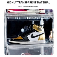 Boîte de rangement empilable carrée en PET avec tiroir latéral pour chaussures de sport, organisateur de chaussures, boîte de rangement magnétique transparente pour articles ménagers - Vente en gros