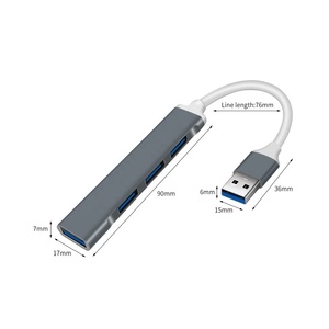 HUB USB 3.0 de 4 Puertos, Adaptador de Aleación de Aluminio, Compatible con USB 3.0/2.0, Divisor Múltiple OTG <span class=keywords><strong>para</strong></span> <span class=keywords><strong>Accesorios</strong></span> de Portátiles y Tabletas - Product Image 4