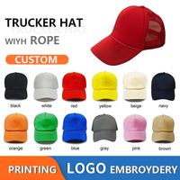 Gorras deportivas Gorra de béisbol de red personalizada Sombrero de malla en blanco Cuerda promocional Sombreros de camionero de espuma con cuerda
