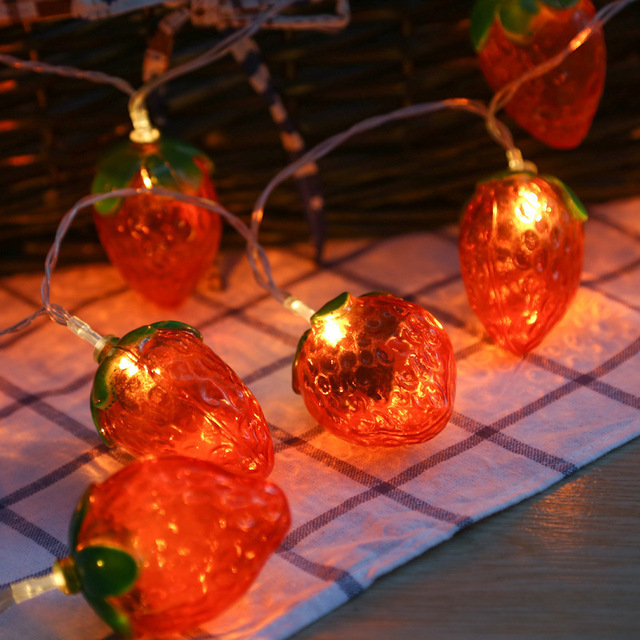 Battery Operated LED Strawberry fairy String Light for Christmas Bay Window,room,gift Atmosphere Decoration