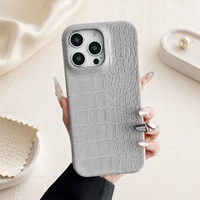 Funda de Teléfono de Cuero Croc de Color Sólido Resistente a Golpes para iPhone