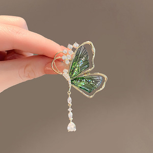 Borboleta esmeralda High-end broche pinos zinco liga requintado franjadas libélula acessório exclusivo personalização - Product Image 6