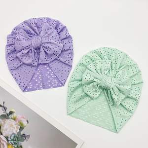 <span class=keywords><strong>Turban</strong></span> en <span class=keywords><strong>maille</strong></span> pour bébé, coiffe avec nœuds décoiffés, respirant, doux, pour enfant, fille et garçon, nouveauté été - Product Image 2