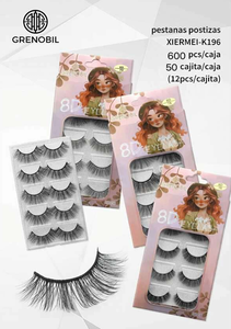 Ciglia Finte Grenobil 8D 0.07mm in Fibra Sintetica con Banda Invisibile, Striscia Completa Xiermei-K196 - Product Image 1