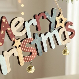 Offre Spéciale élégant joyeux noël en bois suspendu signe <span class=keywords><strong>lettre</strong></span> festive noël Figurine et jouet décoration - Product Image 4