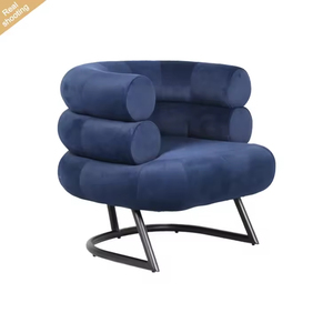 Fauteuil de designer contemporain français de haute qualité, en acier inoxydable et velours, fauteuil de salon pour le salon - Product Image 2