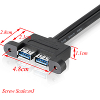 Bochara MotherBoard 20Pin a Dual USB 3,0 Cable hembra con lámina de montaje en panel de tornillo + blindado trenzado 50cm