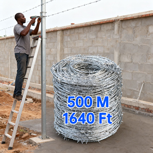 <span class=keywords><strong>Fil</strong></span> <span class=keywords><strong>barbelé</strong></span> 500 mètres 1640FT Galvanisé <span class=keywords><strong>Barbelé</strong></span> Clôture Rouleau Protection <span class=keywords><strong>de</strong></span> Sécurité <span class=keywords><strong>pour</strong></span> la Ferme - Product Image 1