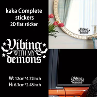 Autocollant de fenêtre de voiture « Gothic Vibing With My Demons », motif chauve-souris et étoile, lettres en vinyle, autocollant décoratif imperméable pour véhicule