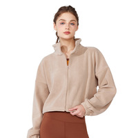 Veste de sport d'hiver transfrontalière respirante doublée polaire, col montant, coupe ample, manches longues, doublure en peluche thermique Ouli