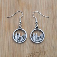 Personnalisé Unique Vintage Gothique En Acier Inoxydable Boucle D'oreille Crochet Montagne Mer Arbre Forêt Série Boucles D'oreilles Décorations Hommes Femmes