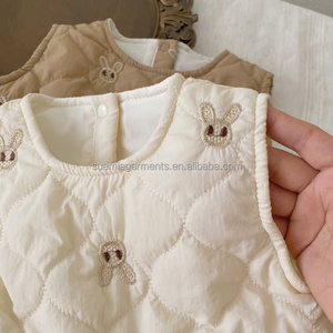 1 pièce étiquette personnalisée lapin en <span class=keywords><strong>nylon</strong></span> automne hiver bébé vêtements pour bébés col rond sans manches filles robe pour tout-petits - Product Image 4