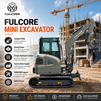 Mini-excavatrice FULCORE en stock, prête à être expédiée, système hydraulique de haute qualité, mini-excavatrice compacte pour le creusement de fossés et les travaux de terrassement