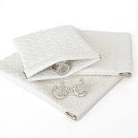 Pochette à bijoux en PU tissé avec fermeture à ressort, pochette de rangement pour bijoux, pour boucles d'oreilles, bagues, emballage cadeau, logo personnalisé