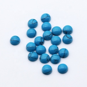 Gema sintética <span class=keywords><strong>azul</strong></span> <span class=keywords><strong>turquesa</strong></span>, forma redonda de cabujón, <span class=keywords><strong>piedra</strong></span> <span class=keywords><strong>turquesa</strong></span> suelta para fabricación de joyas, precio al por mayor de fábrica - Product Image 3