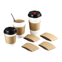 Manchon de tasse jetable en papier kraft simple paroi, isolation thermique, matériaux recyclés, diamètre personnalisable, logo imprimé offset pour