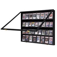 24x32 Graded Sports Card Display with UV Protection Lockable Wall Frame Cabinet for Basketball Football Baseball Trading Card