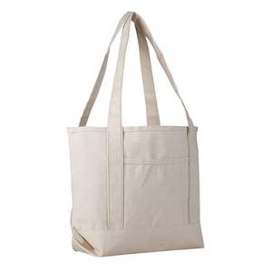 ถุงช้อปปิ้งผ้าแคนวาสแบบมีสายสะพายไหล่ สีพื้นเรียบๆ  ขนาด OEM พิมพ์โลโก้ตามสั่ง เป็นมิตรกับสิ่งแวดล้อม รีไซเคิล ใช้ซ้ำได้ - Product Image 1