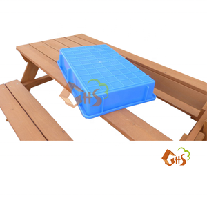 Table en bois de sapin avec parapluie en tissu et <span class=keywords><strong>bac</strong></span> <span class=keywords><strong>à</strong></span> <span class=keywords><strong>sable</strong></span> en plastique pour bassin d'<span class=keywords><strong>eau</strong></span> - Product Image 6