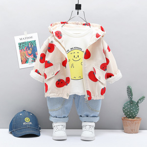 Veste à capuche, T-shirt en coton, pantalon et haut, pour petites filles, ensemble 3 pièces, style européen et américain, automne 2022 - Product Image 2