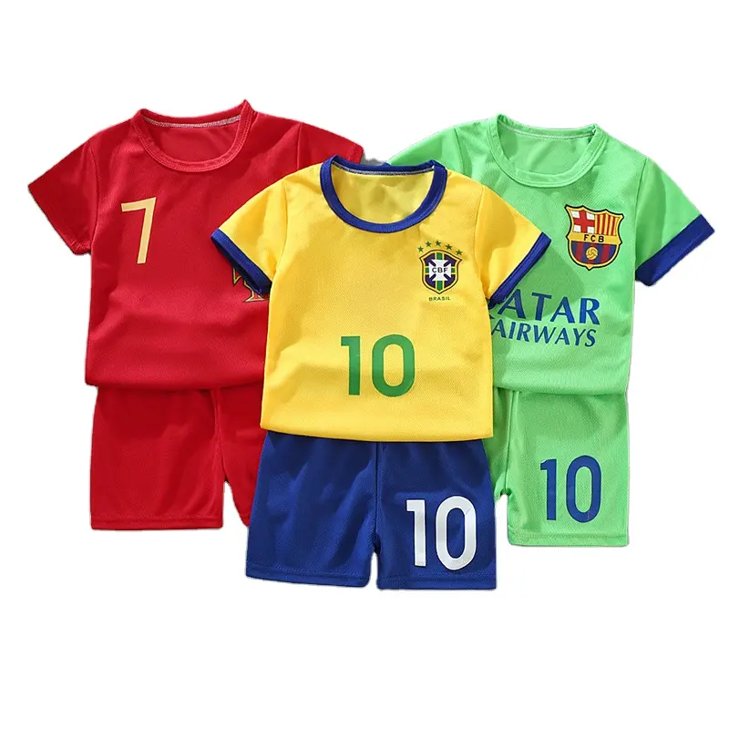 Çocuk futbol forması erkek ve kız yaz forması eğitim takım elbise 1-12 yaşında kısa kollu T-shirt örgü nefes