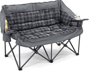 Sillón Doble para Acampar, Estructura de Acero Oxford, Acolchado, para 2 Personas, Resistente, Extragrande, Portátil, Plegable, para Playa - Product Image 1