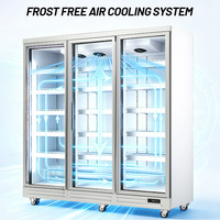 Vitrine réfrigérée verticale multi-portes pour boissons, avec porte vitrée, économe en énergie, sans givre, pour l'épicerie