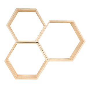 Ensemble <span class=keywords><strong>de</strong></span> <span class=keywords><strong>3</strong></span> boîtes en bois à texture naturelle, présentoirs en forme d'<span class=keywords><strong>hexagonales</strong></span> - Product Image 5