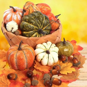 Lifelike Foam Artificial Pumpkins Gourds Acorn Maple Leaves Set Fall Harvest Table Decor Graduation Easter Halloween Party - Product Image 1