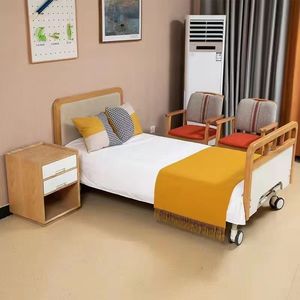 Cama de Hospital de Madera Maciza con Manivela Manual, para Cuidado de Ancianos, Uso Doméstico, Color Madera de Sequo - Product Image 3