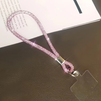 Hobbyworker Bling Rainbow Crystal Wrist Lanyard, Tali Pendek Bertabur Rhinestone, Gantungan Kunci Berlian untuk Aksesori Dompet Tas.