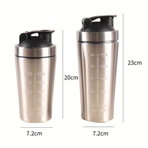 Bouteille shaker en acier inoxydable sans BPA avec graduations, double paroi isolée, pour mélange de protéines – Vente en gros - Product Image 6