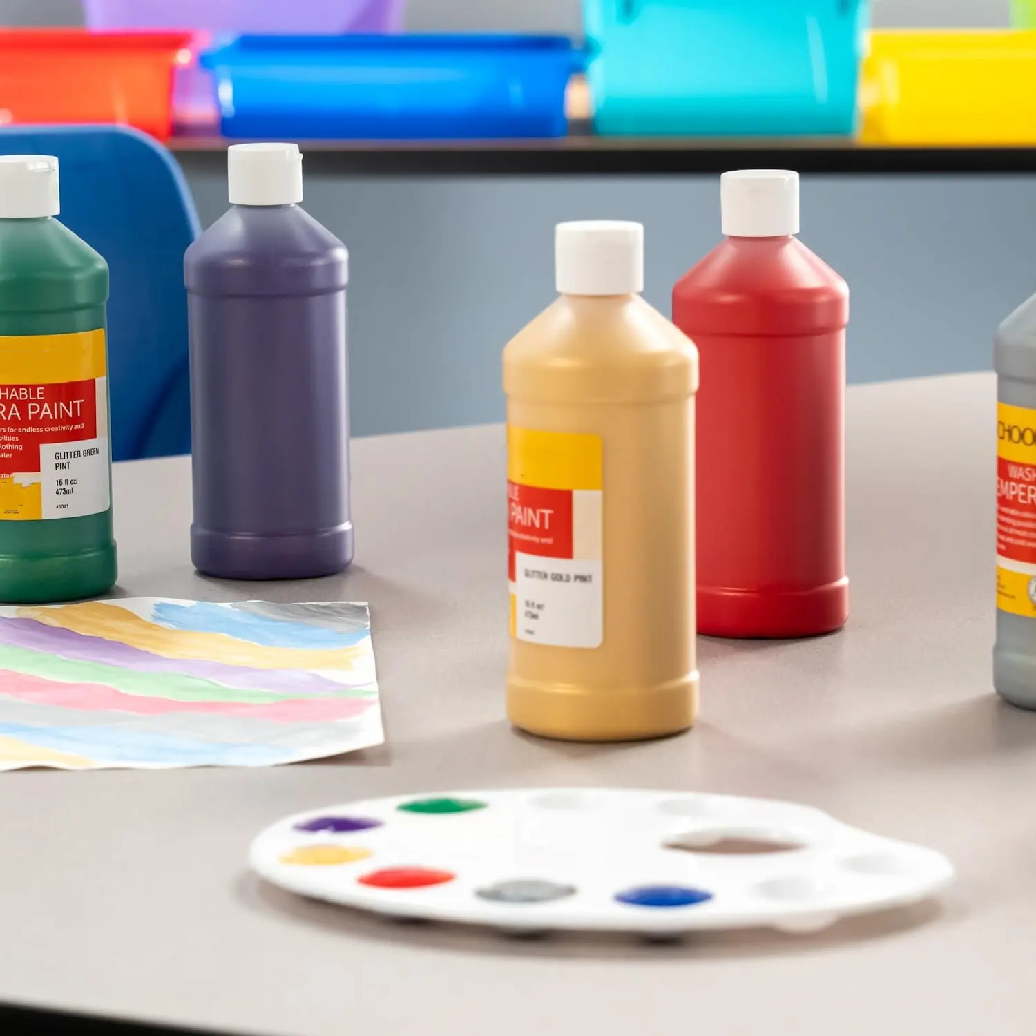 500ml /16.9 Oz untuk sekolah dan seni dan kerajinan menggunakan berbagai macam warna Set 12 sekolah cat Tempera pintar
