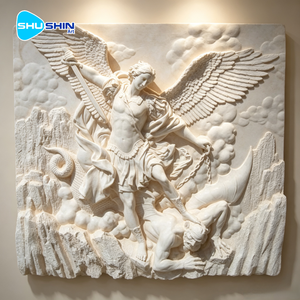 Ángel Griego Hecho a Mano en Mármol Natural con Alas, Escultura en Relieve para Iglesia, Villa, Interior, Hogar y Jardín - Product Image 2