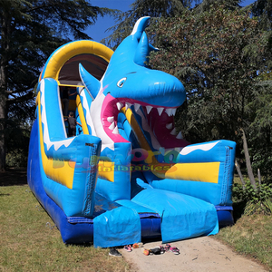 Château gonflable géant pour enfants, combo toboggan gonflable, glissade sèche en forme de requin pour fête - Product Image 2