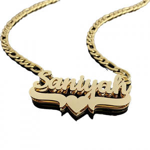 Collar con Colgante de Nombre Personalizado en Acero Inoxidable de Lujo, Color Dorado Claro de 14k, Resistente al Deslustre, para Hombre y Mujer - Product Image 5