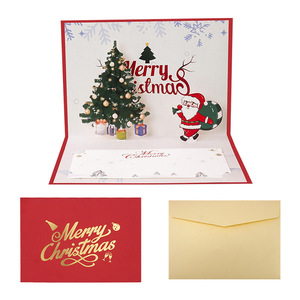 Carte de voeux pop-up écologique Joyeux Noël Cadeau de nouvel an personnalisé Ensemble de cartes de Noël fantaisie 3D avec enveloppes - Product Image 4