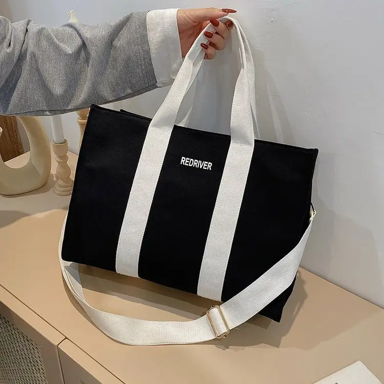 Designer Luxury Portable Shopping Bag Large Capacity Canvas Shoulder Crossbody Cotton Canvas Handbag Women's Tote Bag