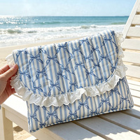 Sac de maquillage matelassé à volants personnalisé, écologique, vente chaude, en gros, portable, pour l'extérieur, pour filles