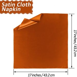 Serbet Satin Buatan Tangan Warna Oranye Terbakar, Dapat Digunakan Kembali, Dapat Dicuci, 43x43cm, Linen Meja, Pernikahan, Thanksgiving, Pesta Musim Gugur, Restoran - Product Image 3